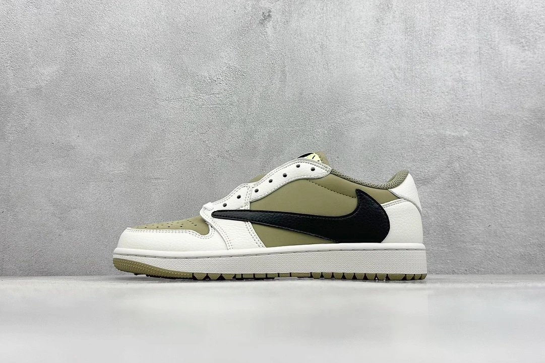 Nike Air Jordan 1 Low Gray Green Reverse Swoosh Sneakers
