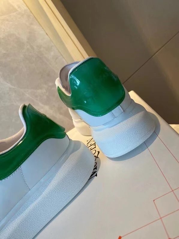 Alexander McQueen White Green Leather Platform Sneakers