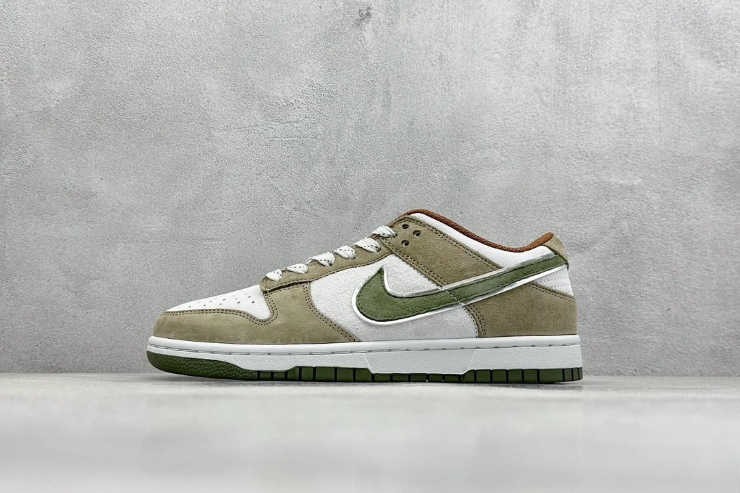 Nike Dunk Low Green White Suede Leather Shoes