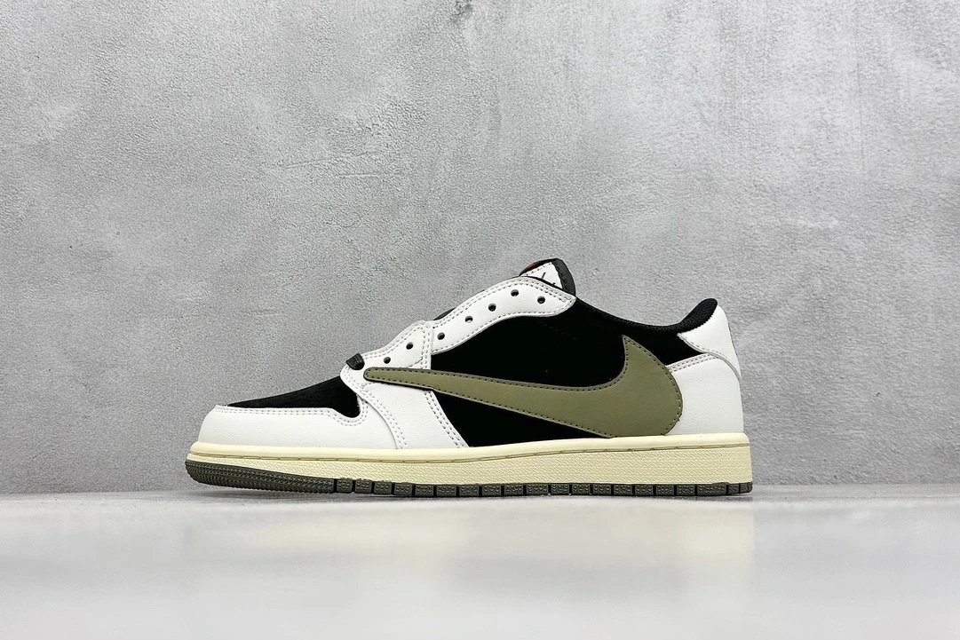 Nike Low Black White Olive Green Retro Sneakers