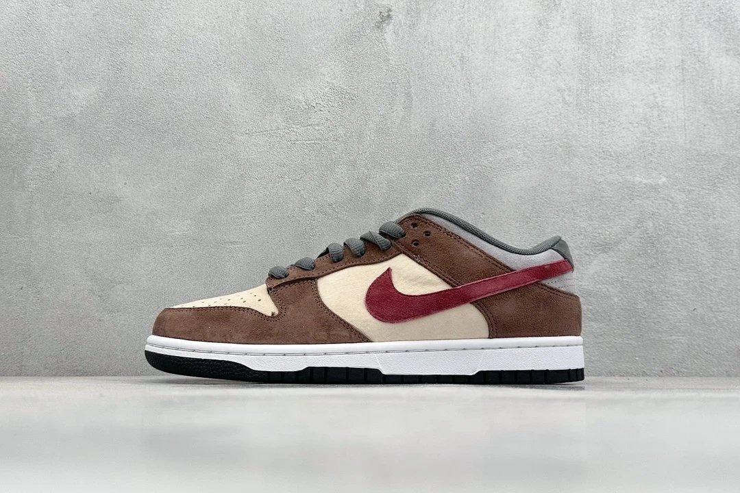 Nike Dunk Low Brown Beige Red Skate Shoes