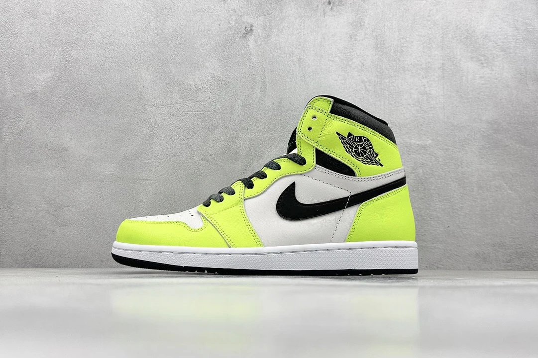 Air Jordan High Top Neon Yellow White Sneakers