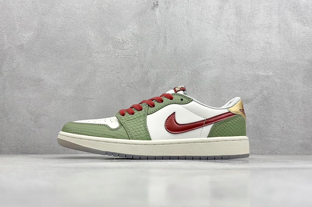 Nike Air Jordan 1 Low Green White Red Sneakers
