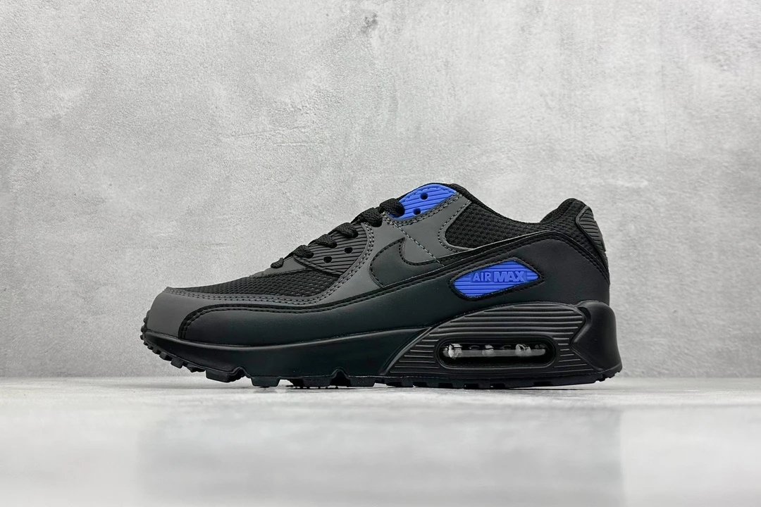 Nike Air Max 90 Black Blue Mesh Running Shoes