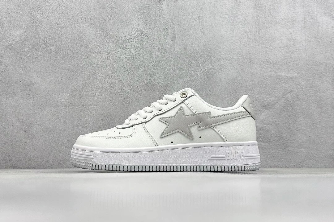 Bape White Gray Star Low Top Sneakers Shoes