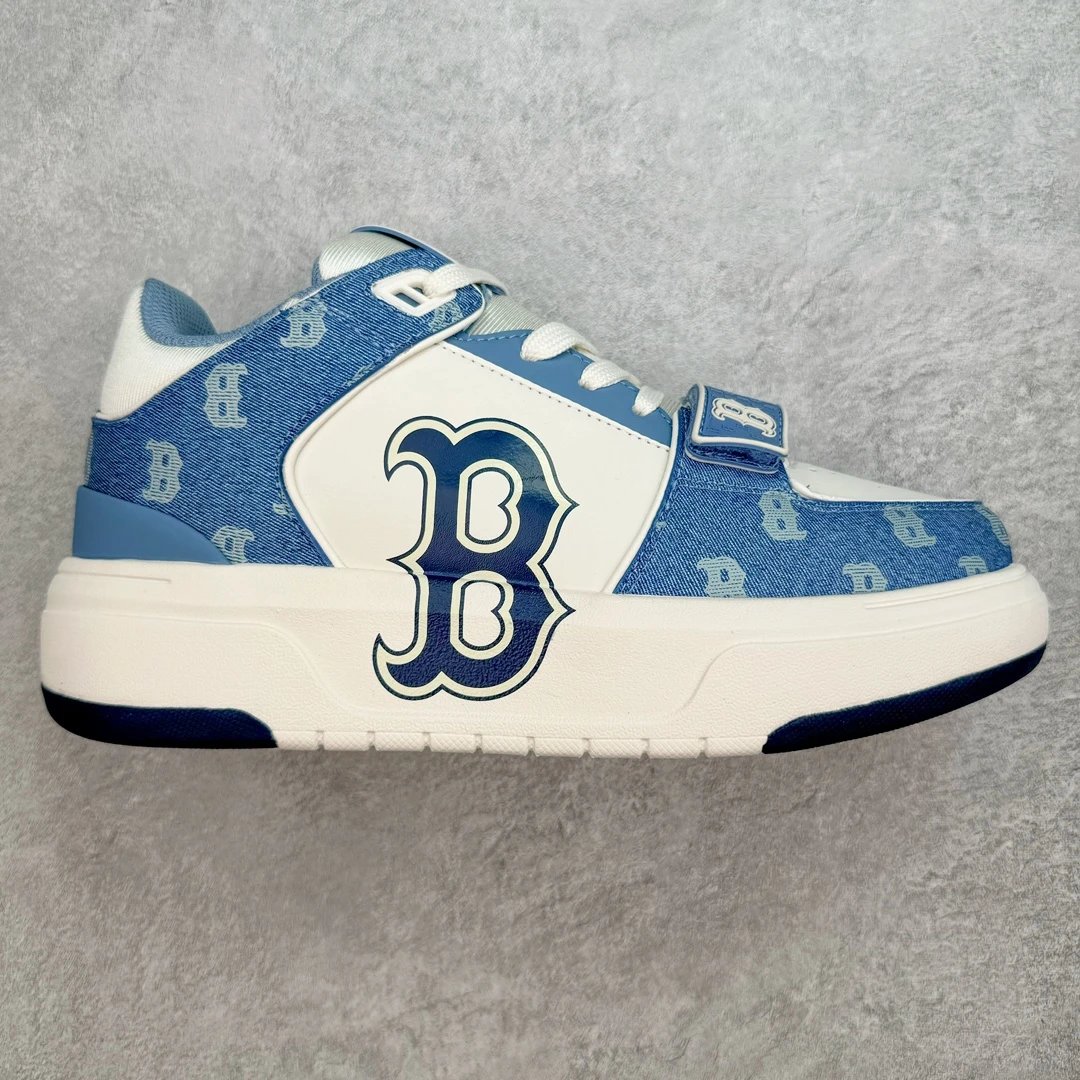 MLB Blue White Denim Leather Chunky Sneakers Unisex Shoes