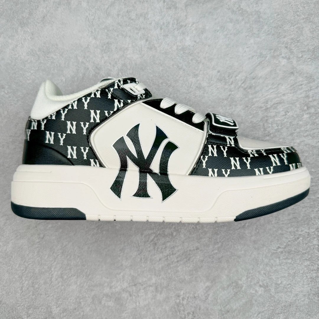 MLB Yankees NY Monogram Black White Low Top Sneakers