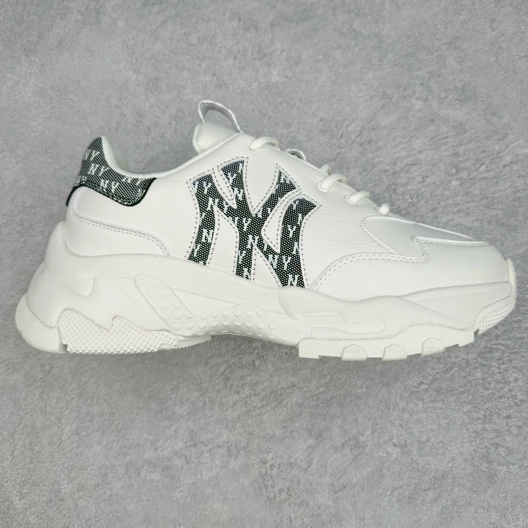 MLB Yankees White Chunky Sneakers Snakeskin NY Logo Shoes