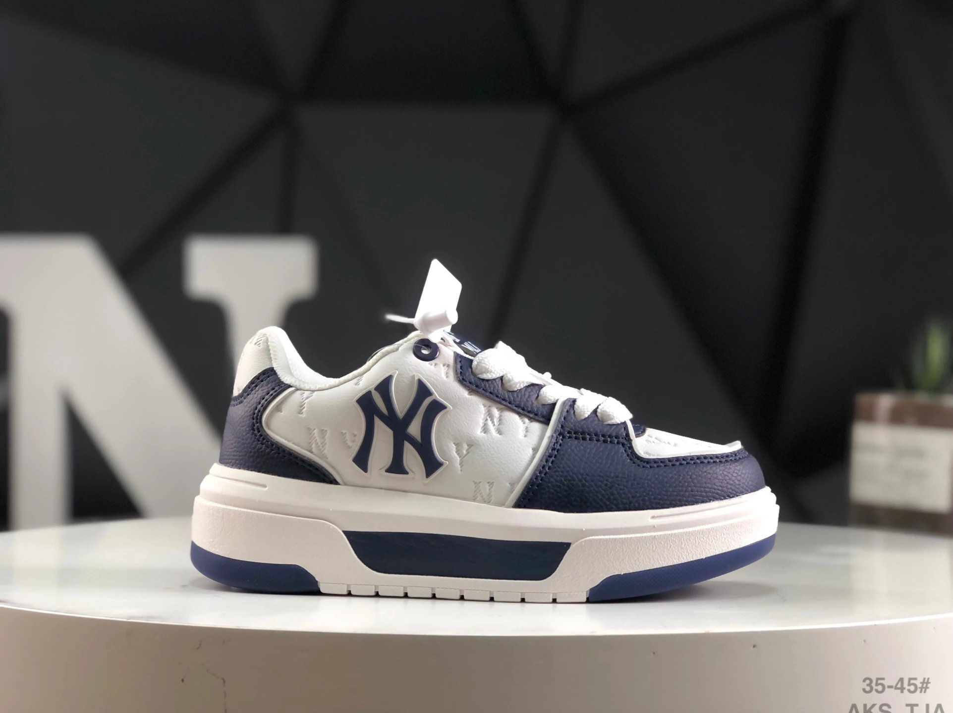 MLB Yankees White Blue Platform Sneakers Unisex NY Shoes