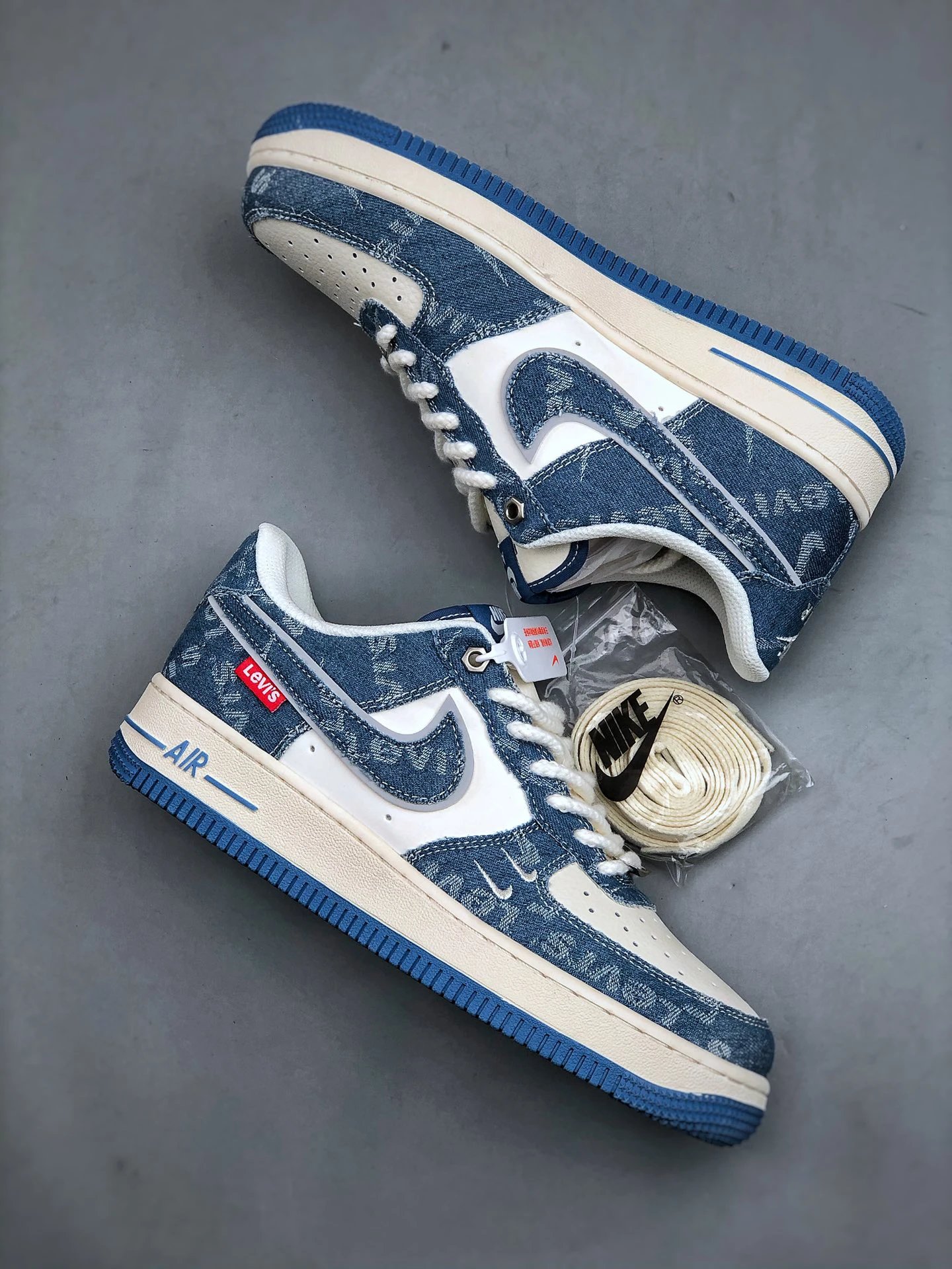 Nike Air Force 1 Blue White Denim Shoes