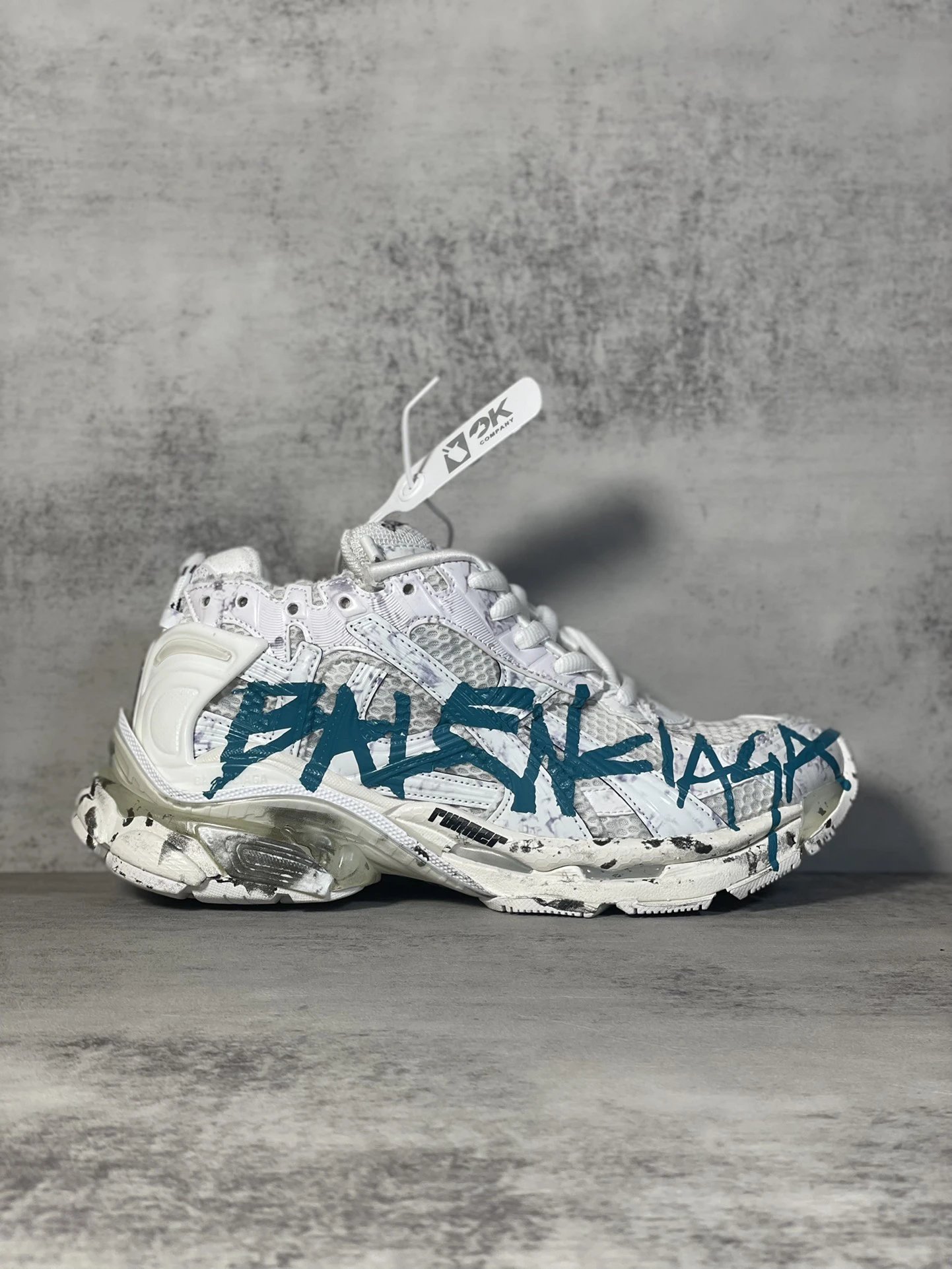 Balenciaga White Graffiti Mesh Leather Sneakers