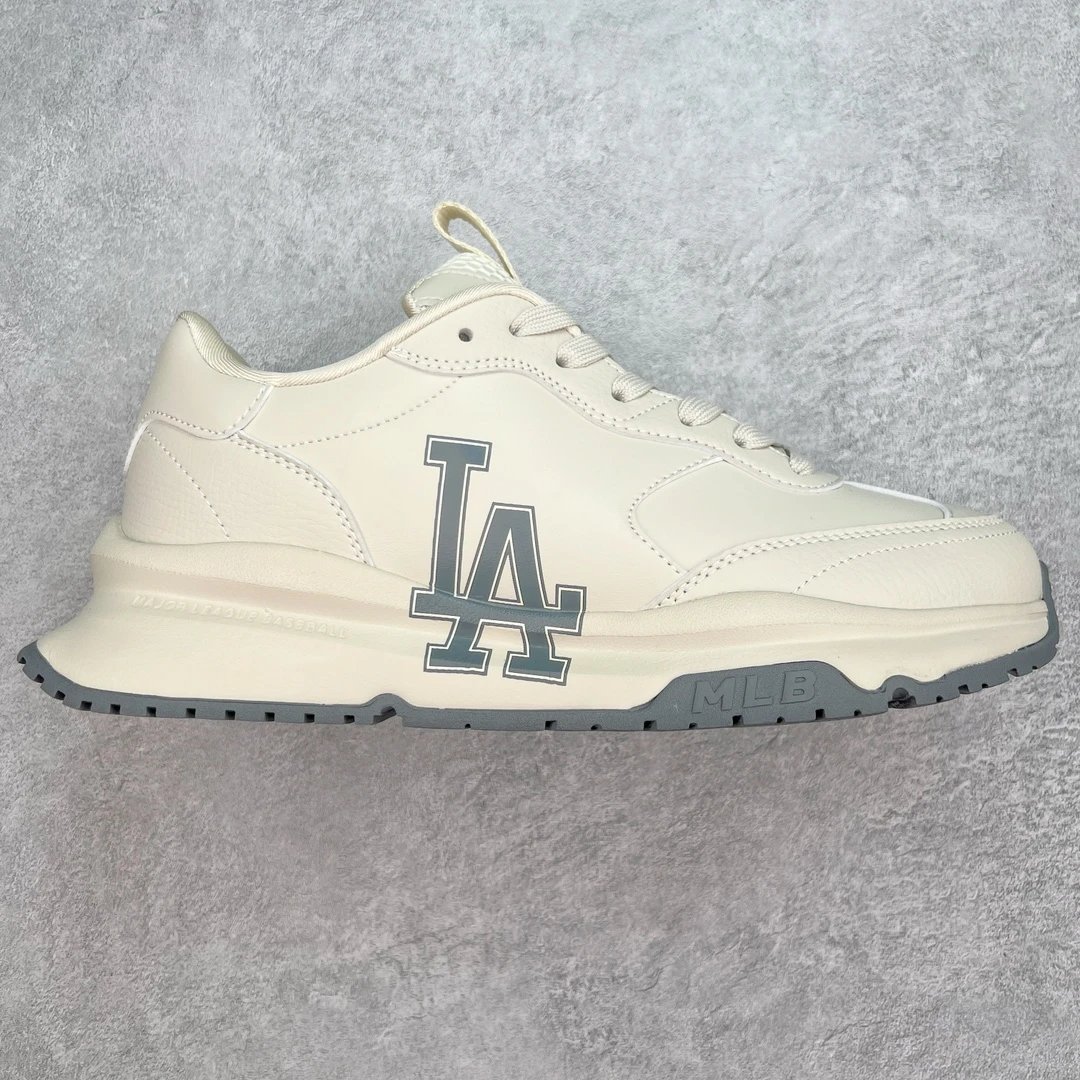 MLB LA Dodgers Beige Leather Chunky Dad Sneakers