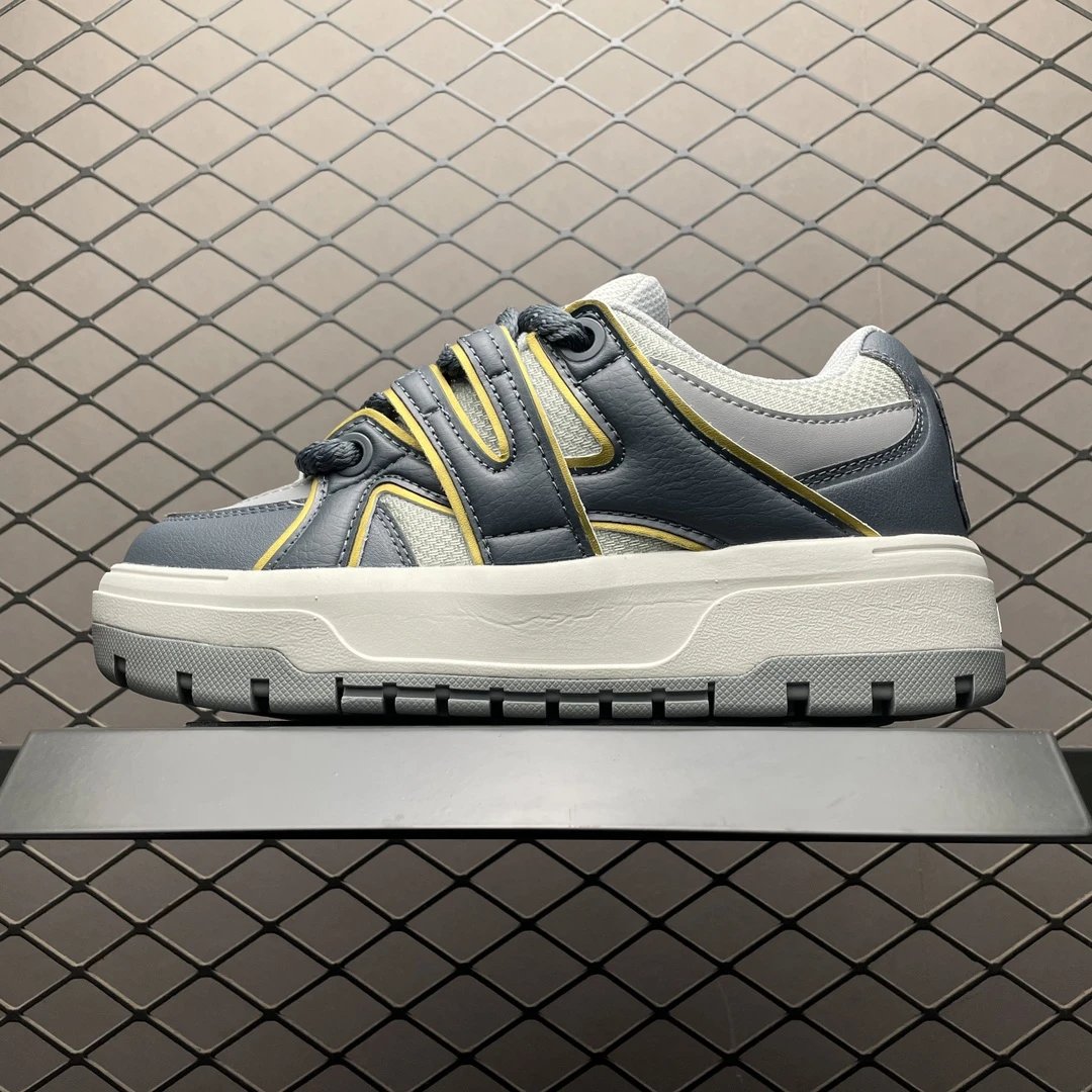 MLB Gray Blue Chunky Leather Mesh Sneakers