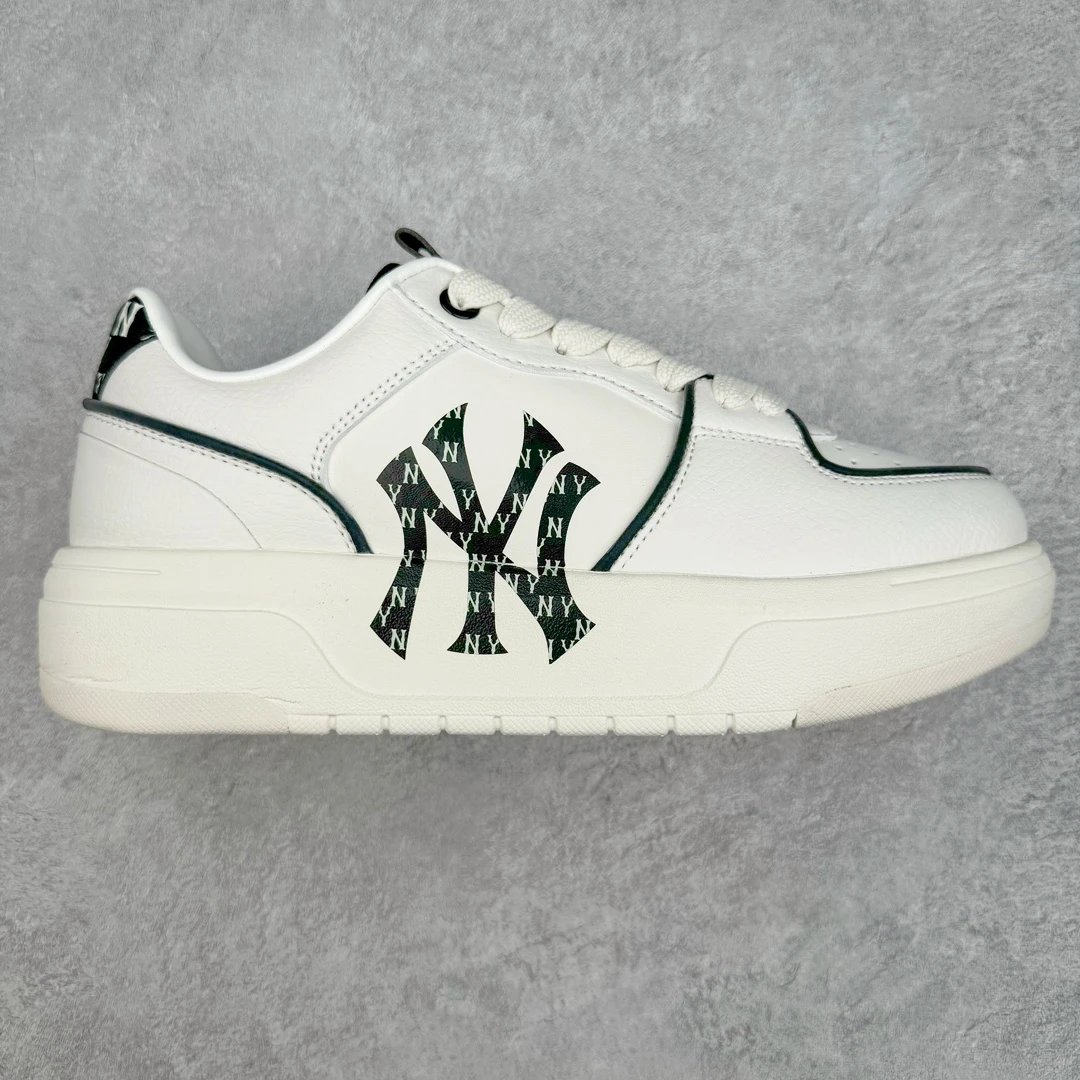 MLB Yankees White Platform Leather Low Top Sneakers