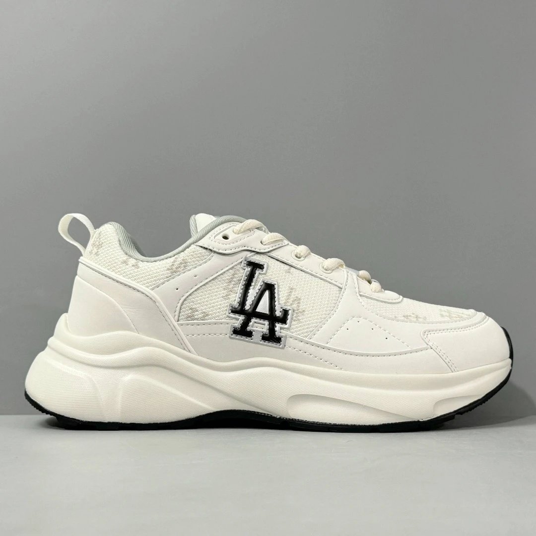MLB Dodgers Beige Chunky Retro Sneakers Shoes