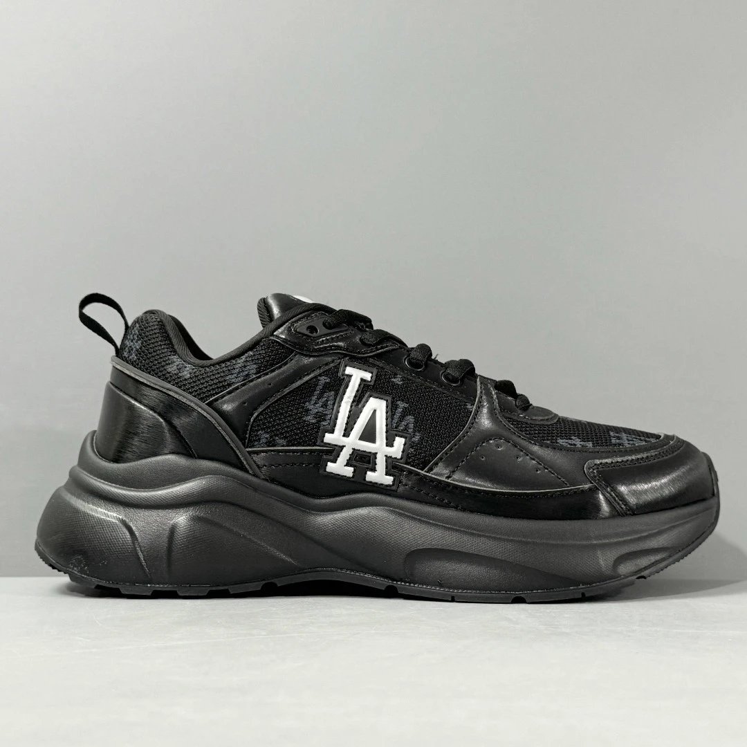 MLB LA Monogram Black Chunky Dad Platform Sneakers