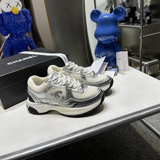 Chanel CHANEL Silver Leather Mesh Sneakers Women - Buy on Kakobuysheetfind