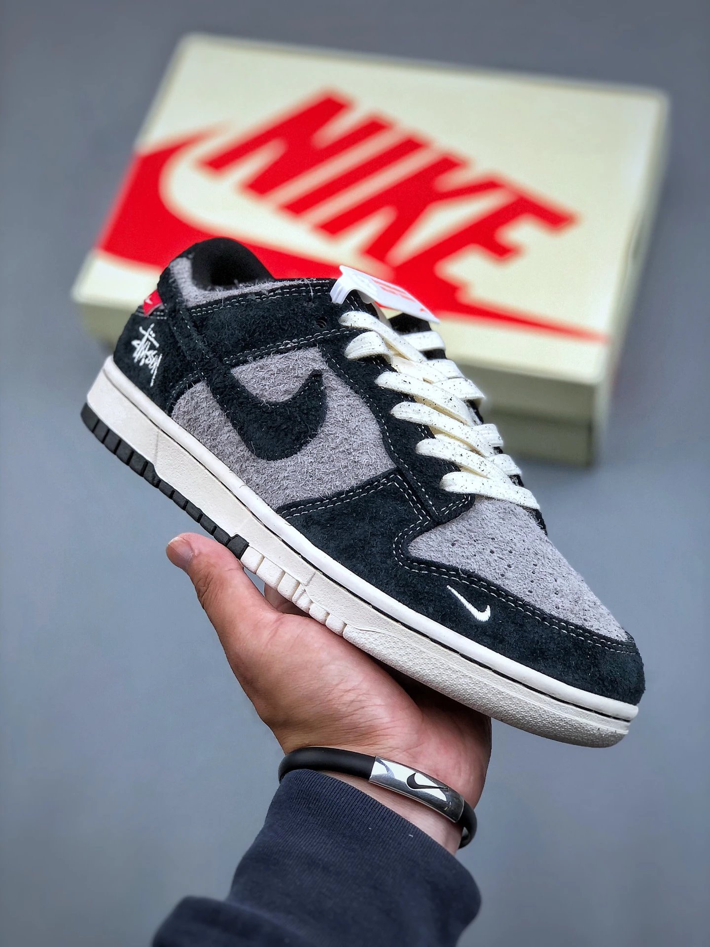 Nike Dunk Low Grey Black Suede Skate Sneakers