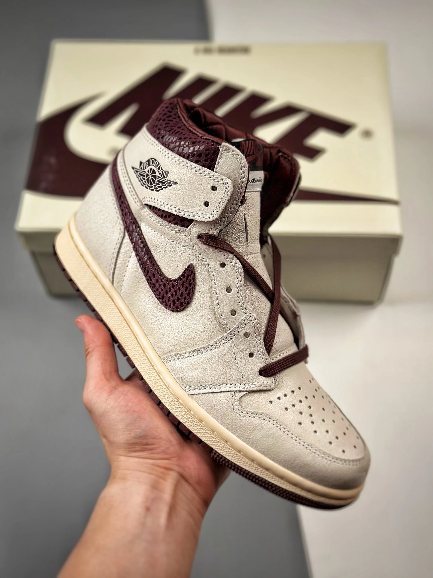 Air Jordan 1 Off-White Burgundy High Top Sneakers