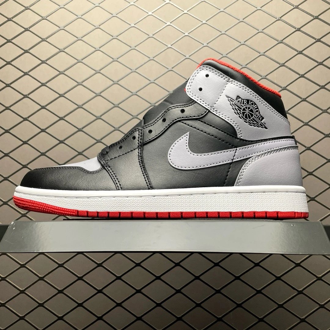 Air Jordan Classic Mid Black Grey Red Leather Shoes