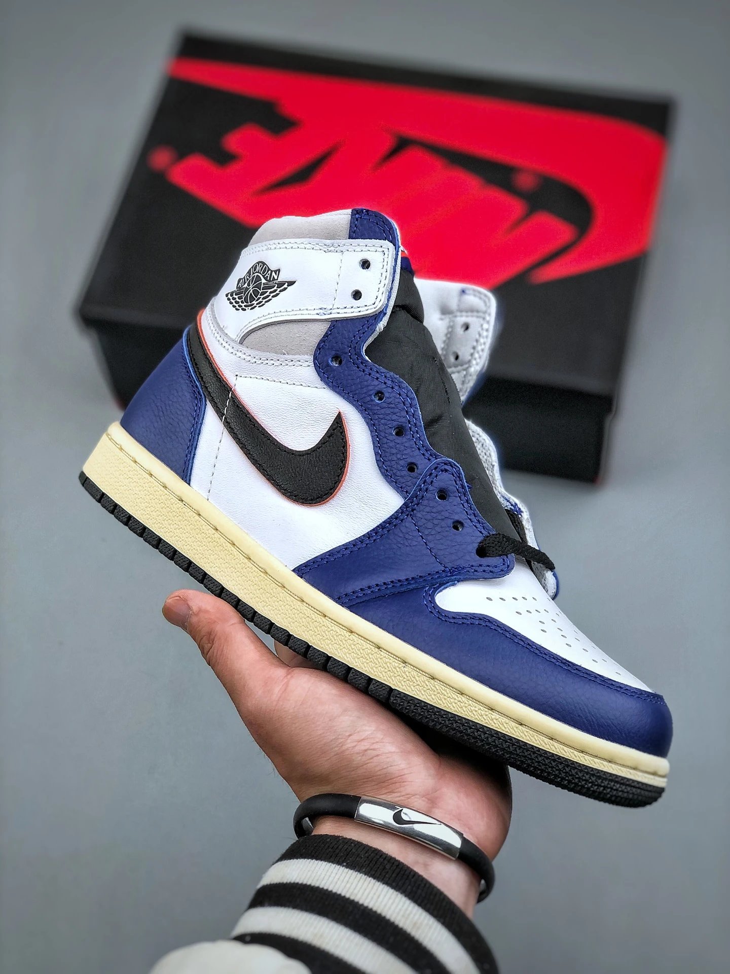 Air Jordan 1 Blue White High Top Sneakers