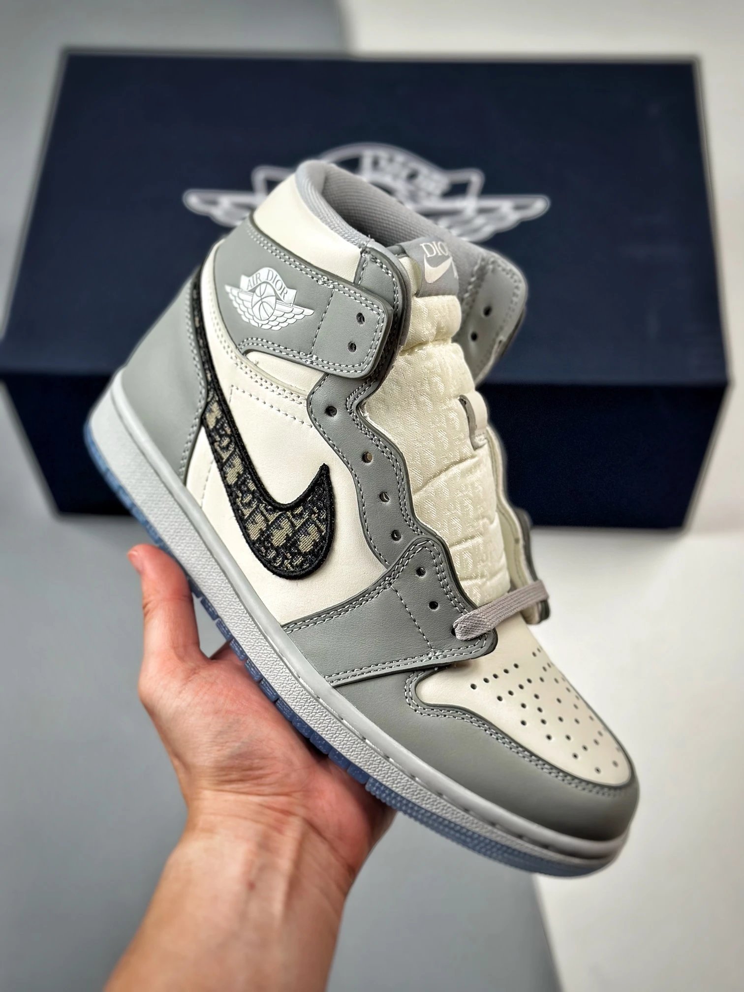 Air Jordan 1 High Dior Grey White Sneakers
