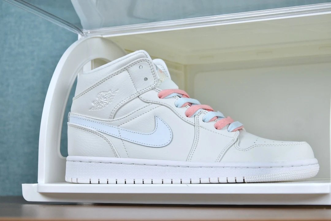 Air Jordan Pink White Mid Top Basketball Shoes