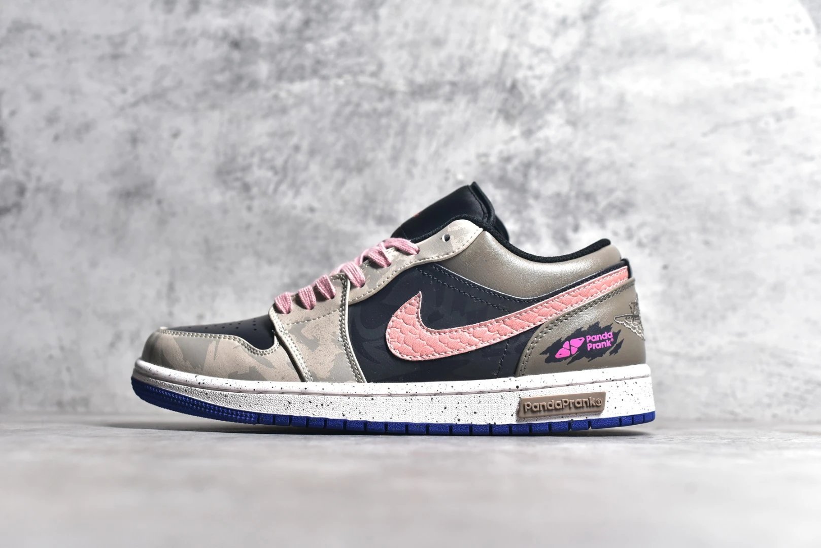 Air Jordan Low Gray Pink Snake Leather Sneakers