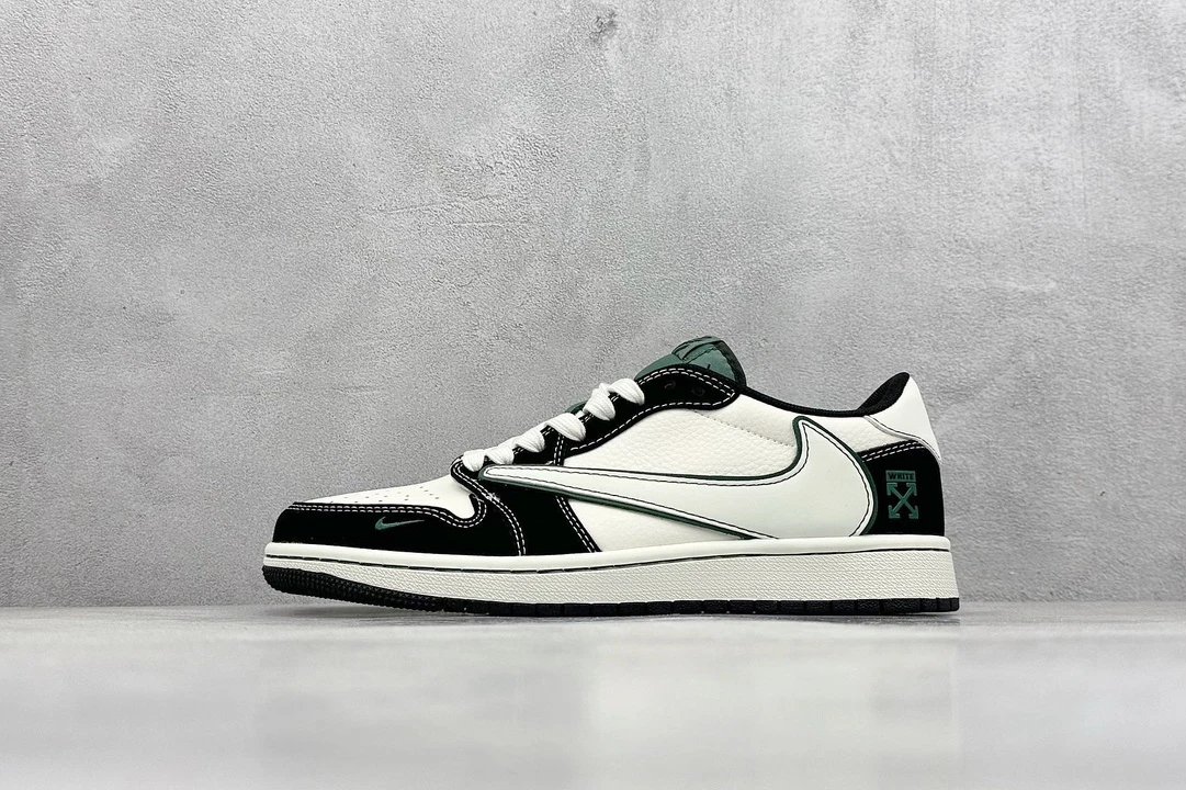 Nike Collaboration Black White Leather Low Sneakers