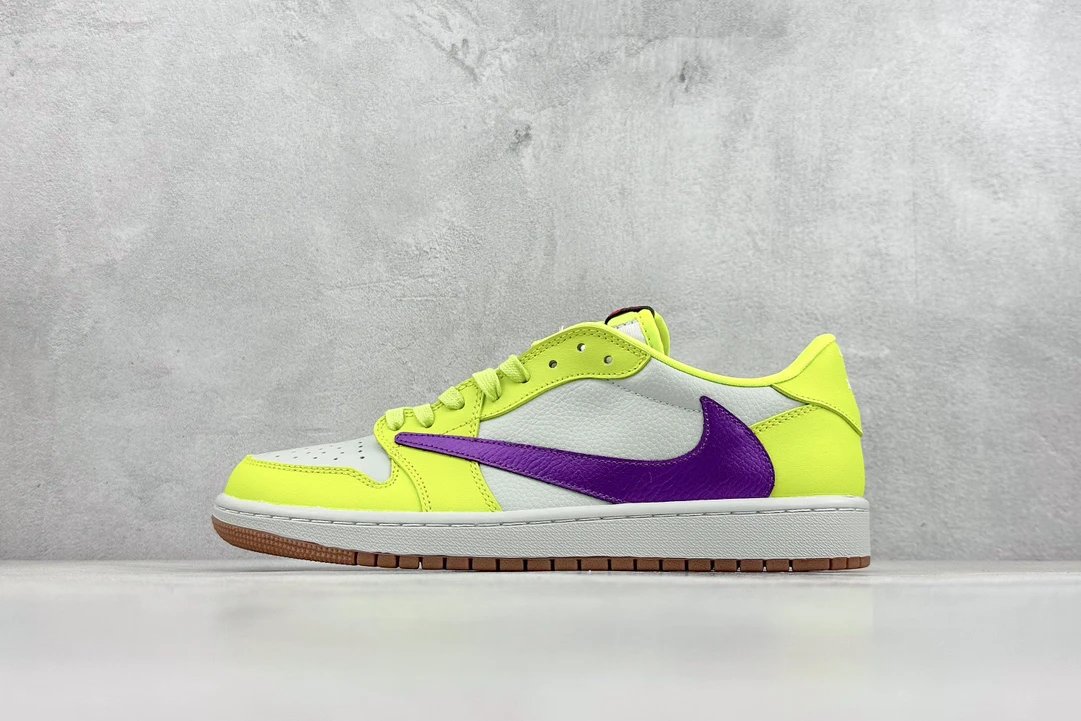 Nike Dunk Low Neon Yellow Purple Swoosh Skate Shoes