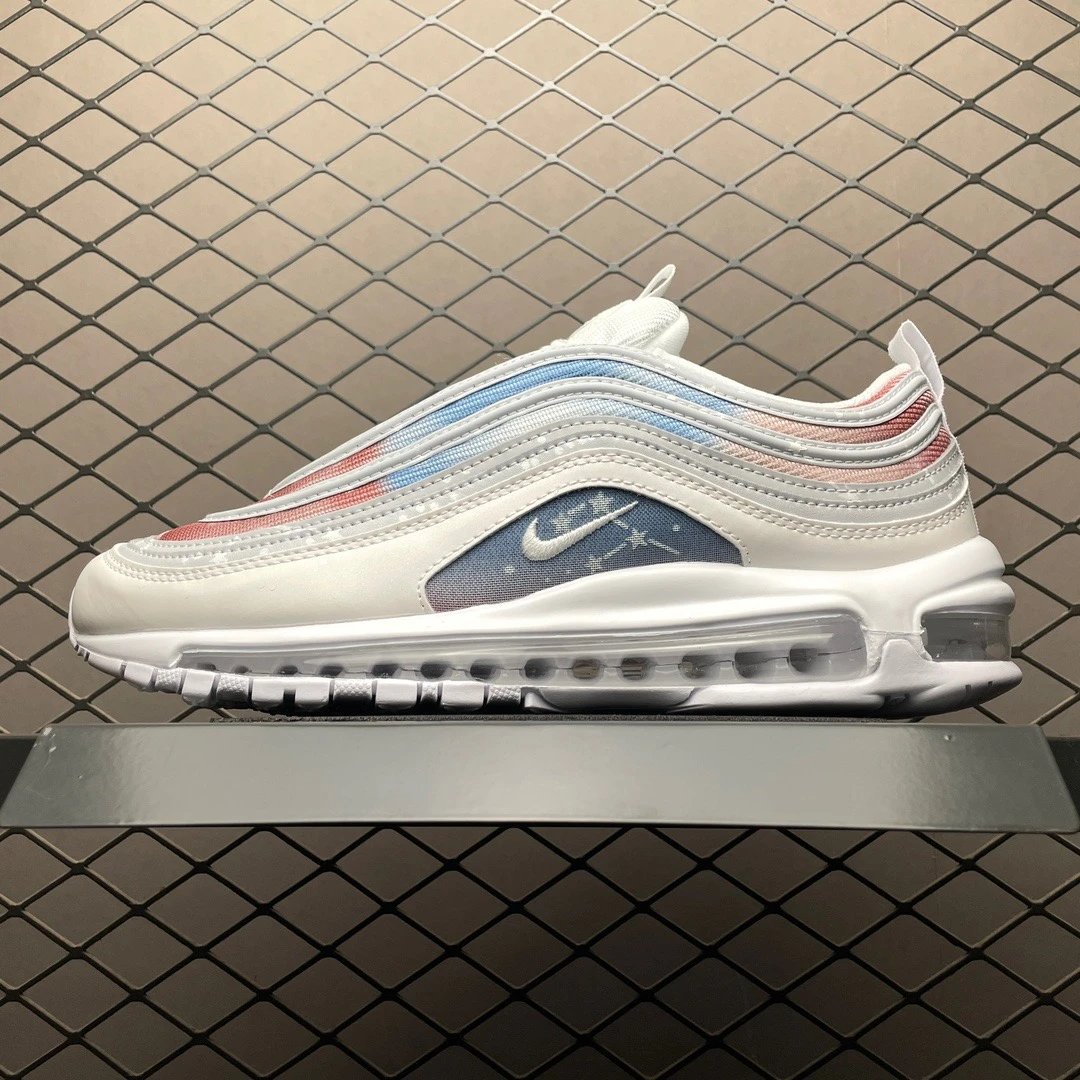 Nike Air Max 97 White Blue Red Gradient Shoes
