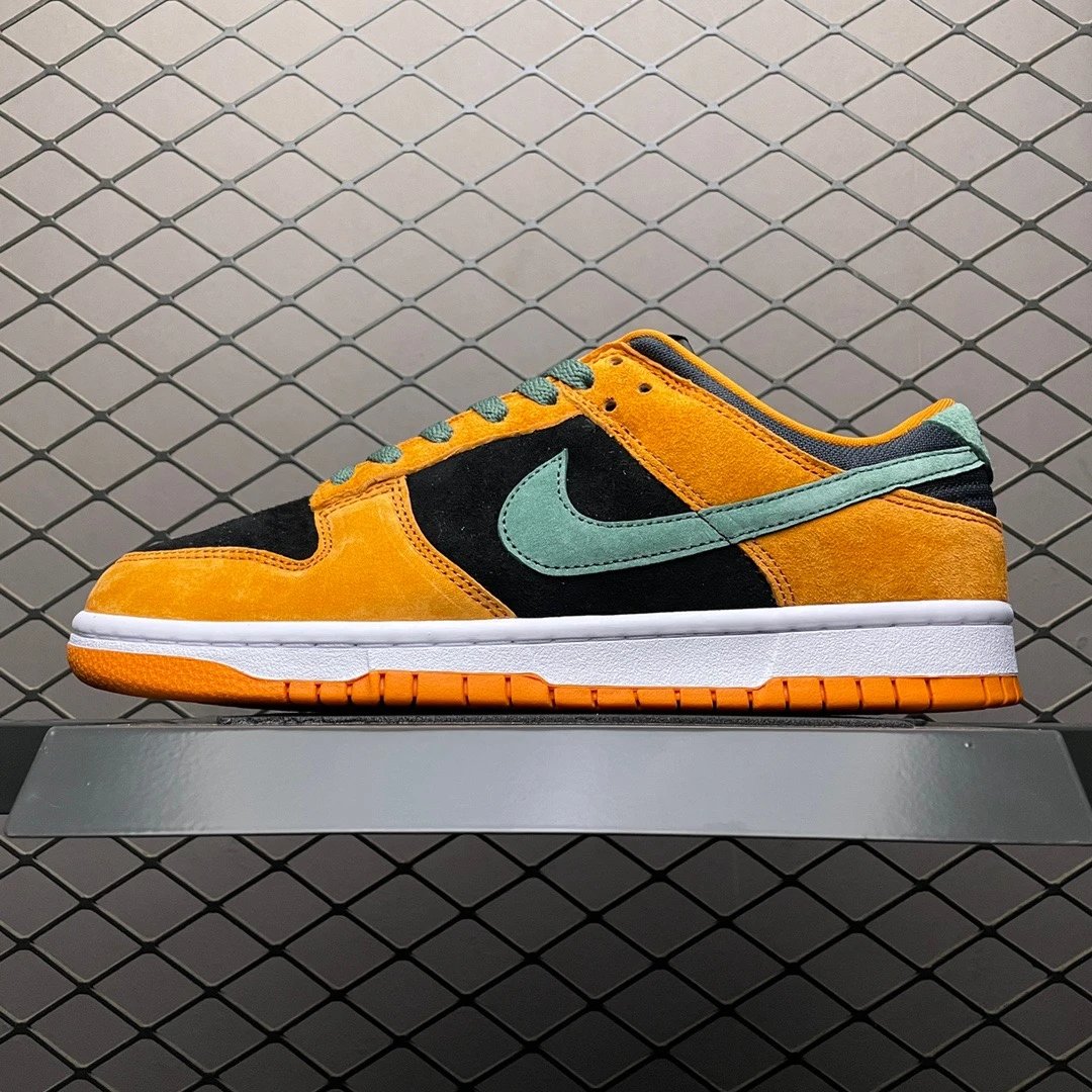 Nike Dunk Low Orange Black Suede Skate Shoes