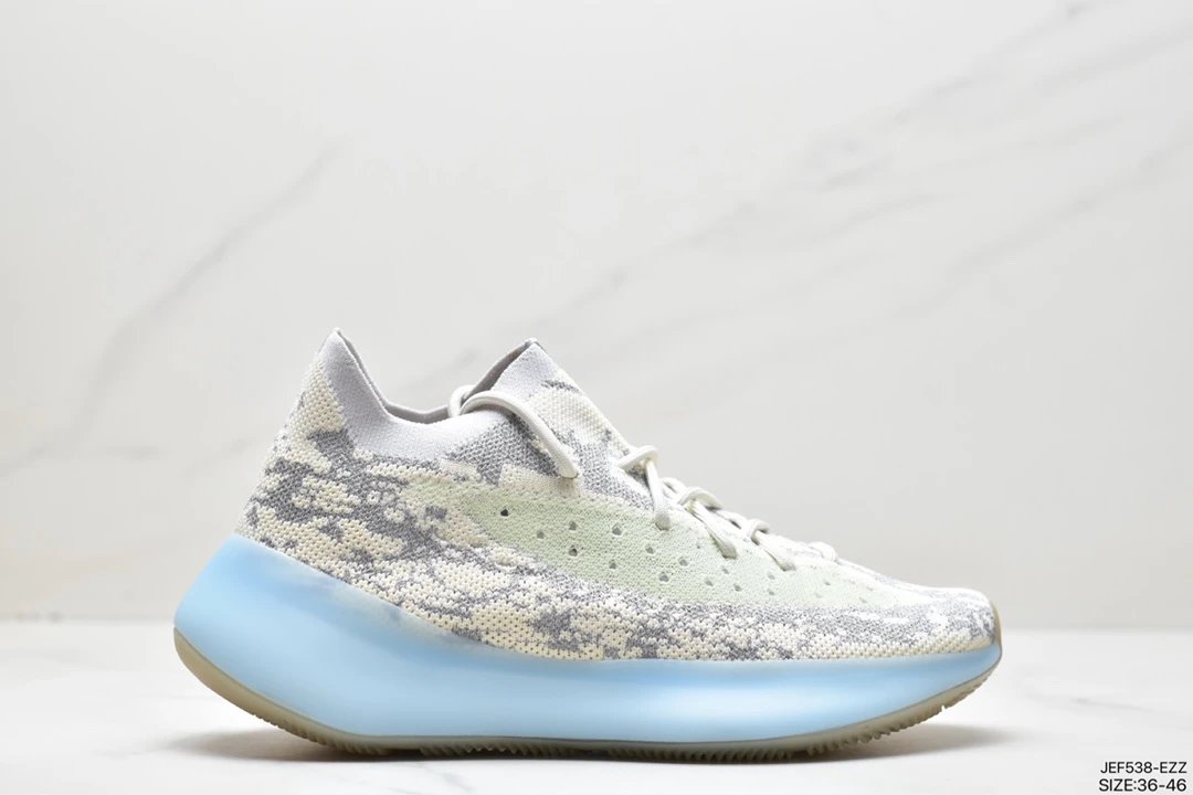 Yeezy Blue Gray Knit Low Top Running Sneakers