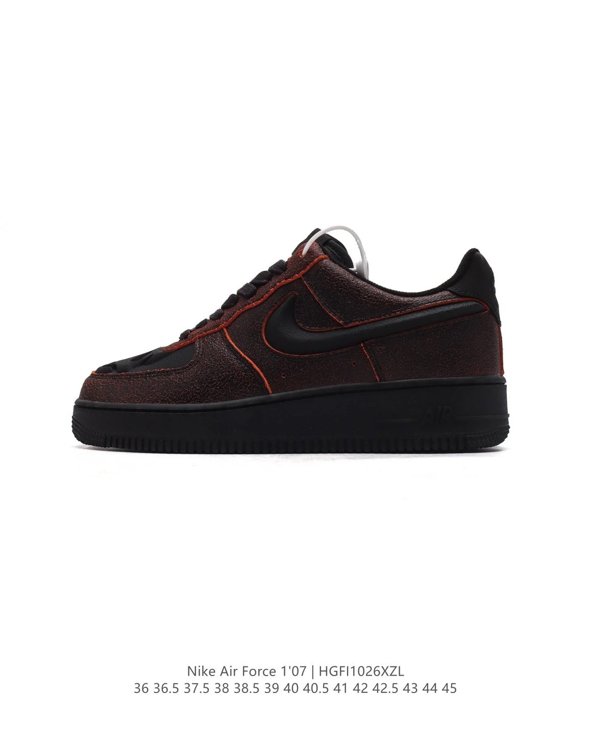 Nike Air Force 1 ’07 Black Red Leather Sneakers