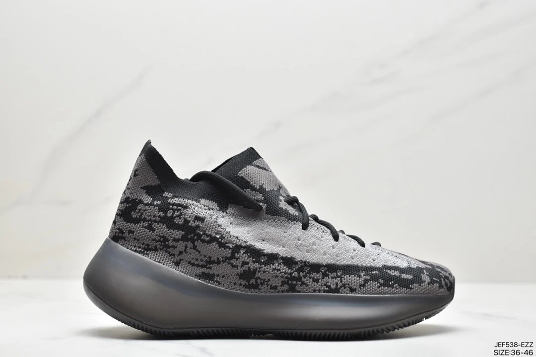 Yeezy 380 Grey Black Camo Primeknit Low Top Sneakers