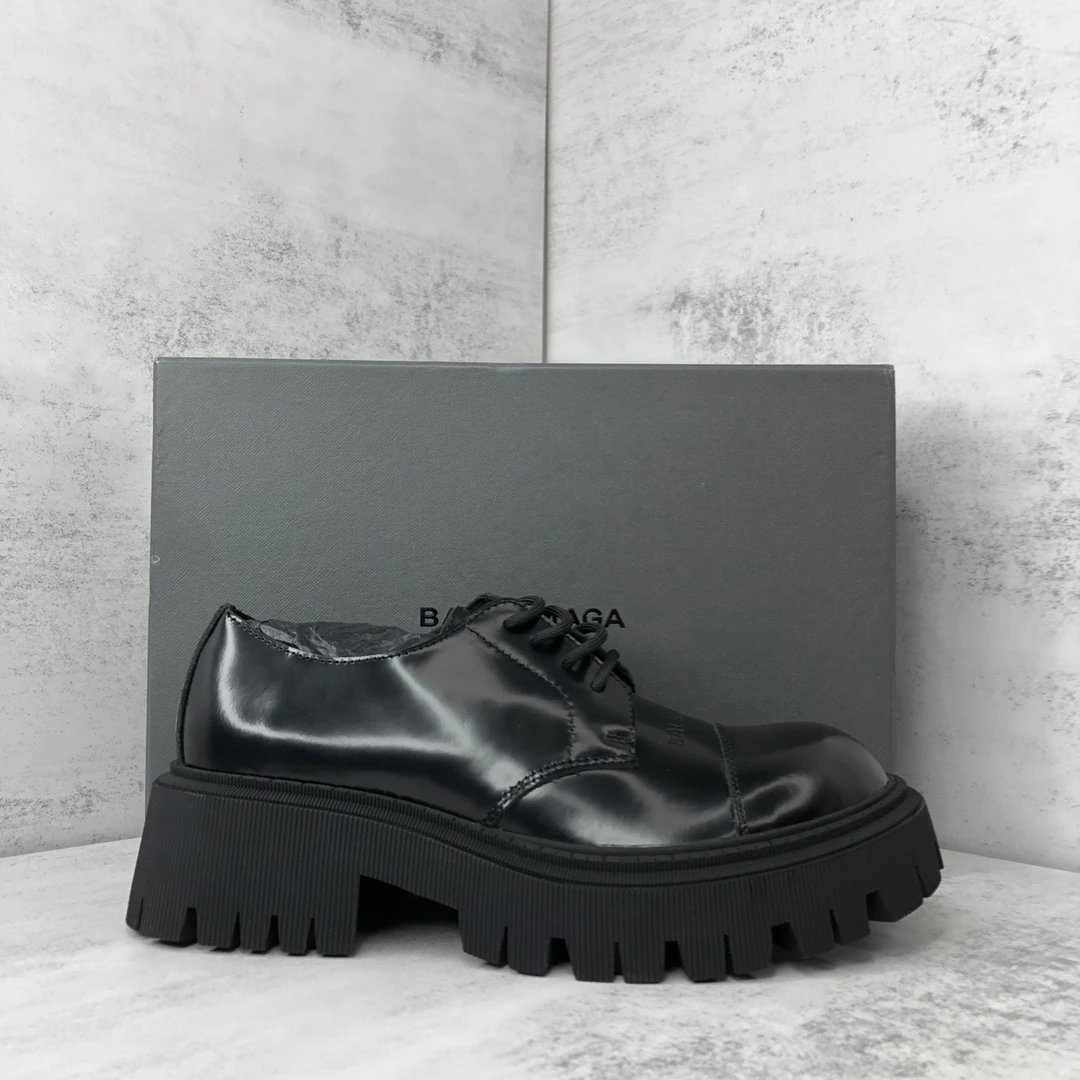 Balenciaga Black Chunky Derby Shoes Unisex Street Style