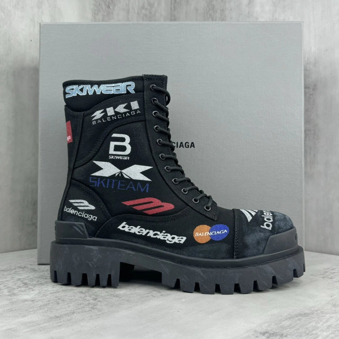 Balenciaga Skiwear Black Waterproof Retro Street Snow Boots