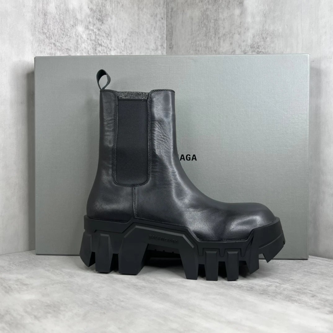 Balenciaga Black Chunky Leather Chelsea Boots