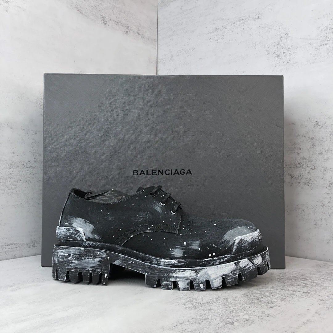 Balenciaga Black Leather Chunky Derby Shoes