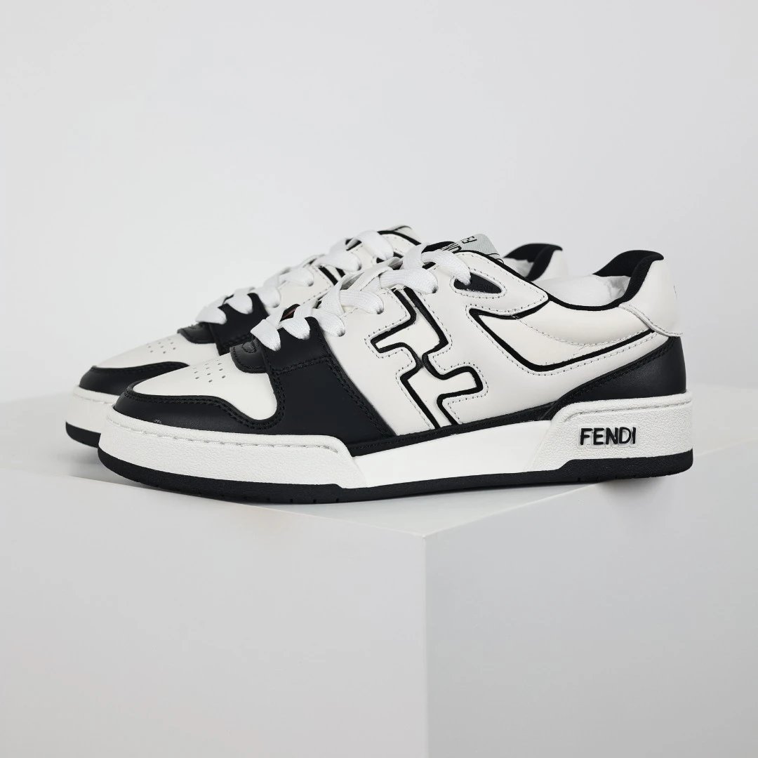 Fendi Black White Calfskin 3D Logo Sneakers