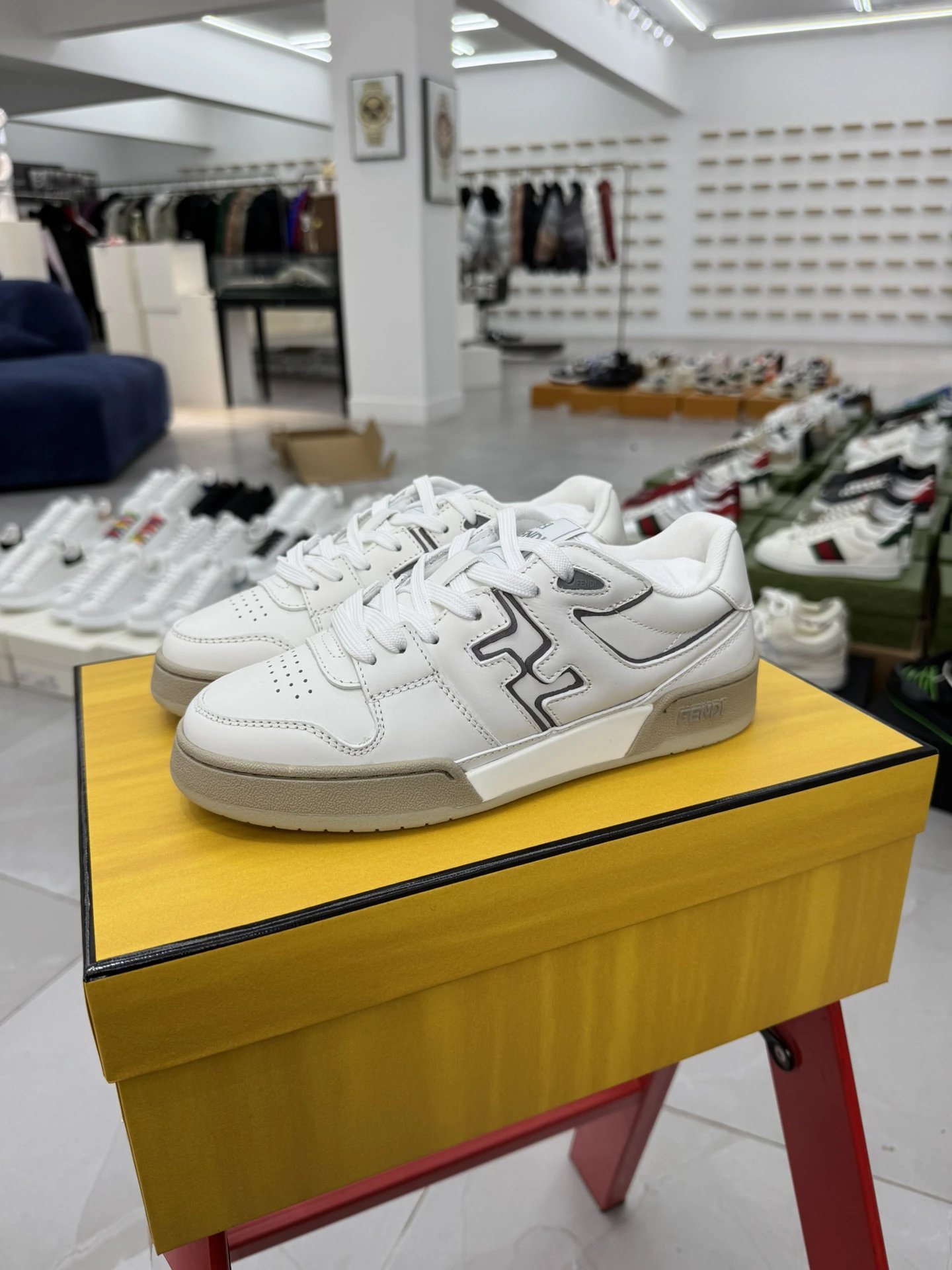 Fendi 3D Logo White Leather Low-Top Sneakers