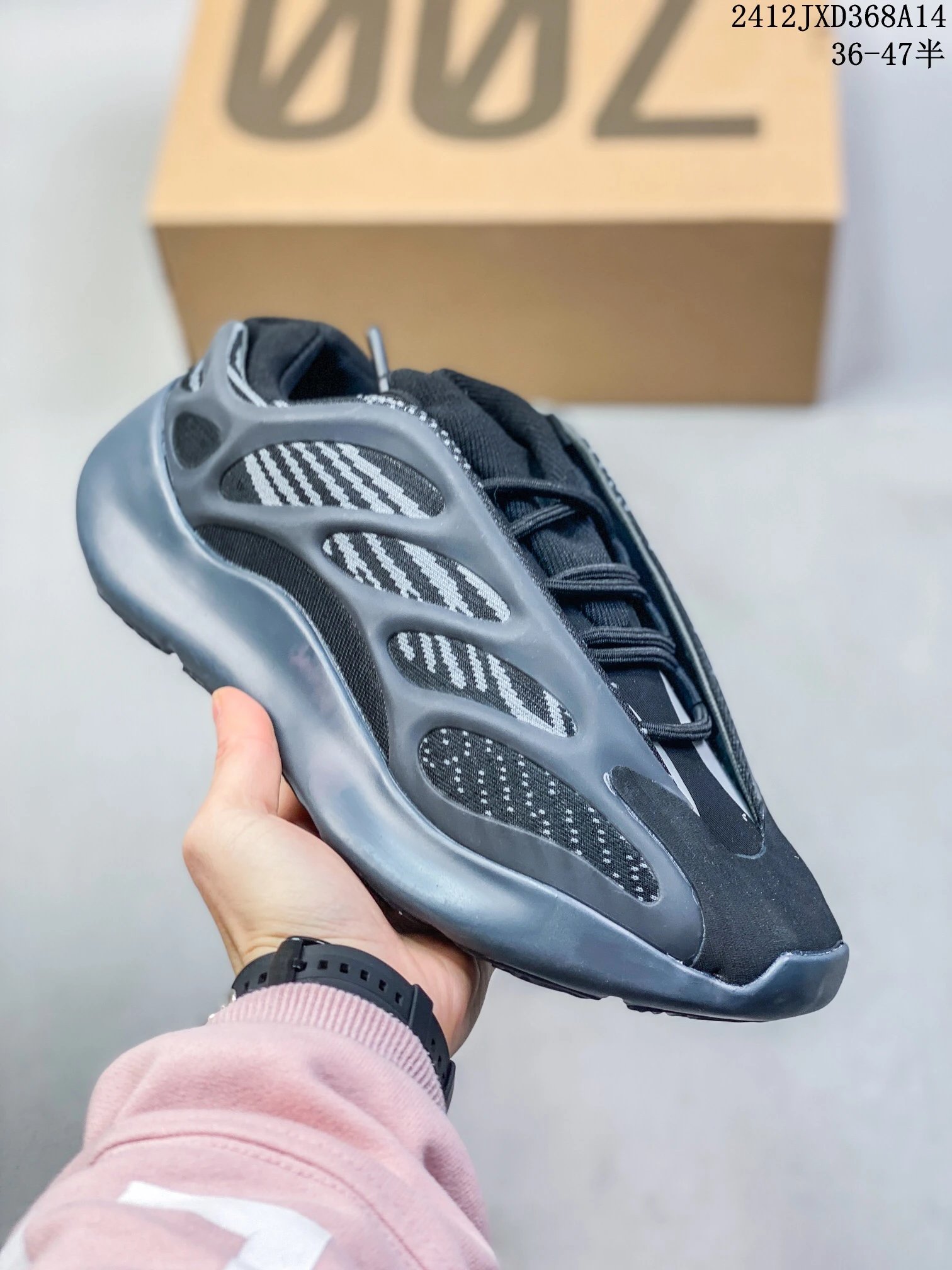 Yeezy 700 V3 Black Grey Mesh Low Top Sneakers