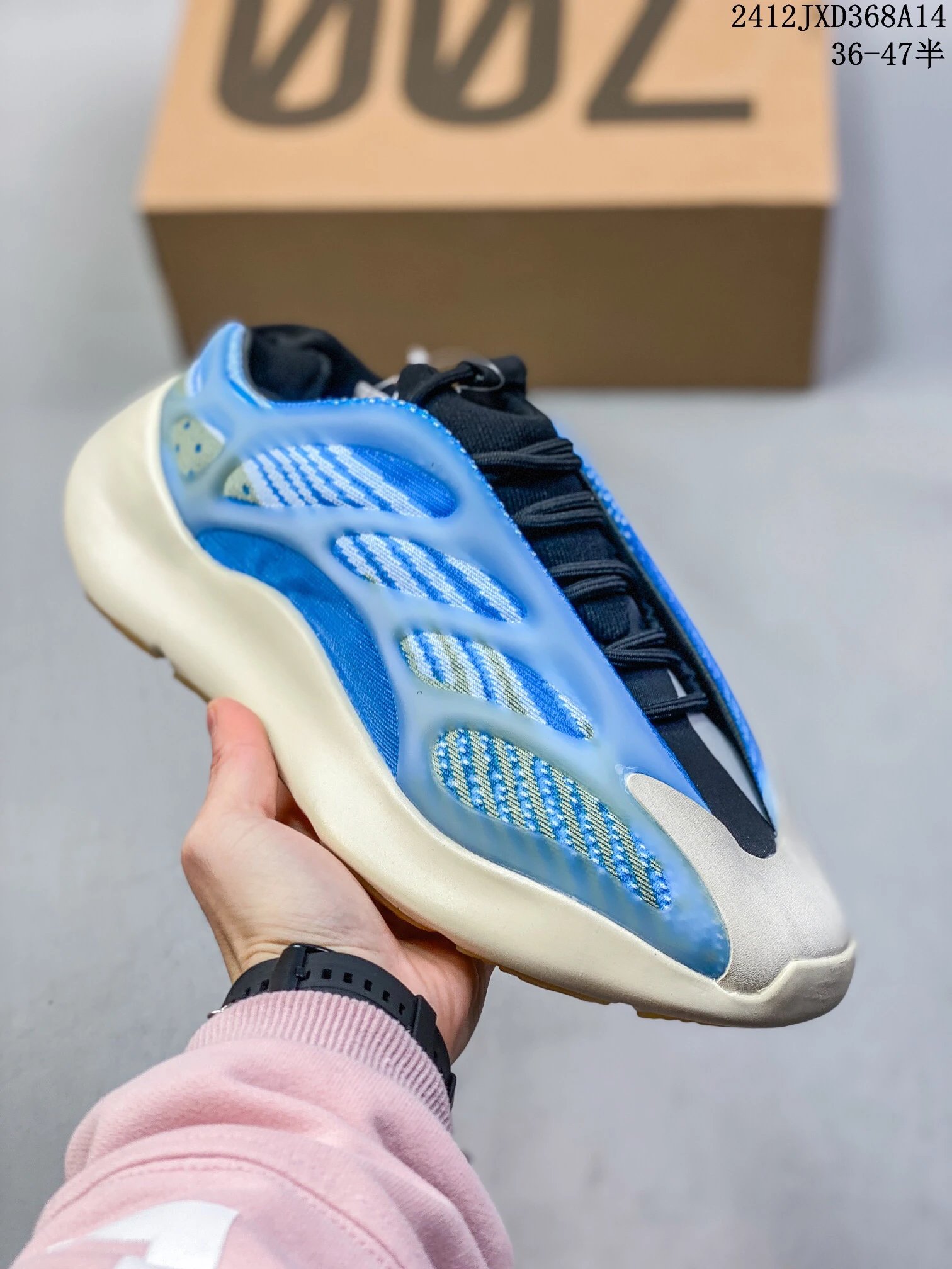 Yeezy 700 V3 Blue White Black Mesh Sneakers