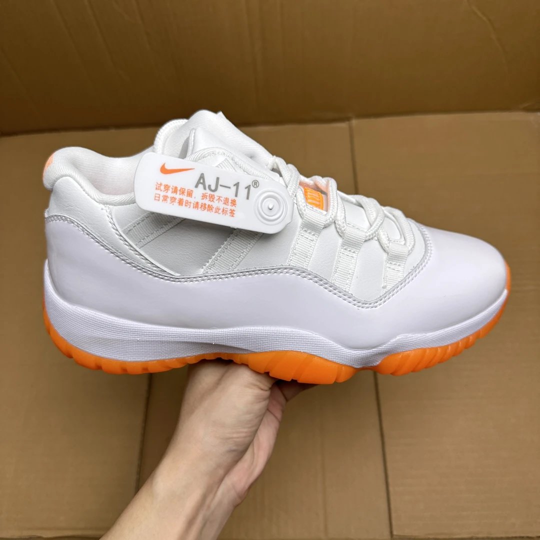 Air Jordan AJ11 White Orange Low Basketball Shoes