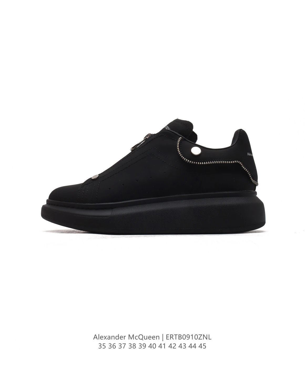 Alexander McQueen Black Oversized Zipper Platform Sneakers