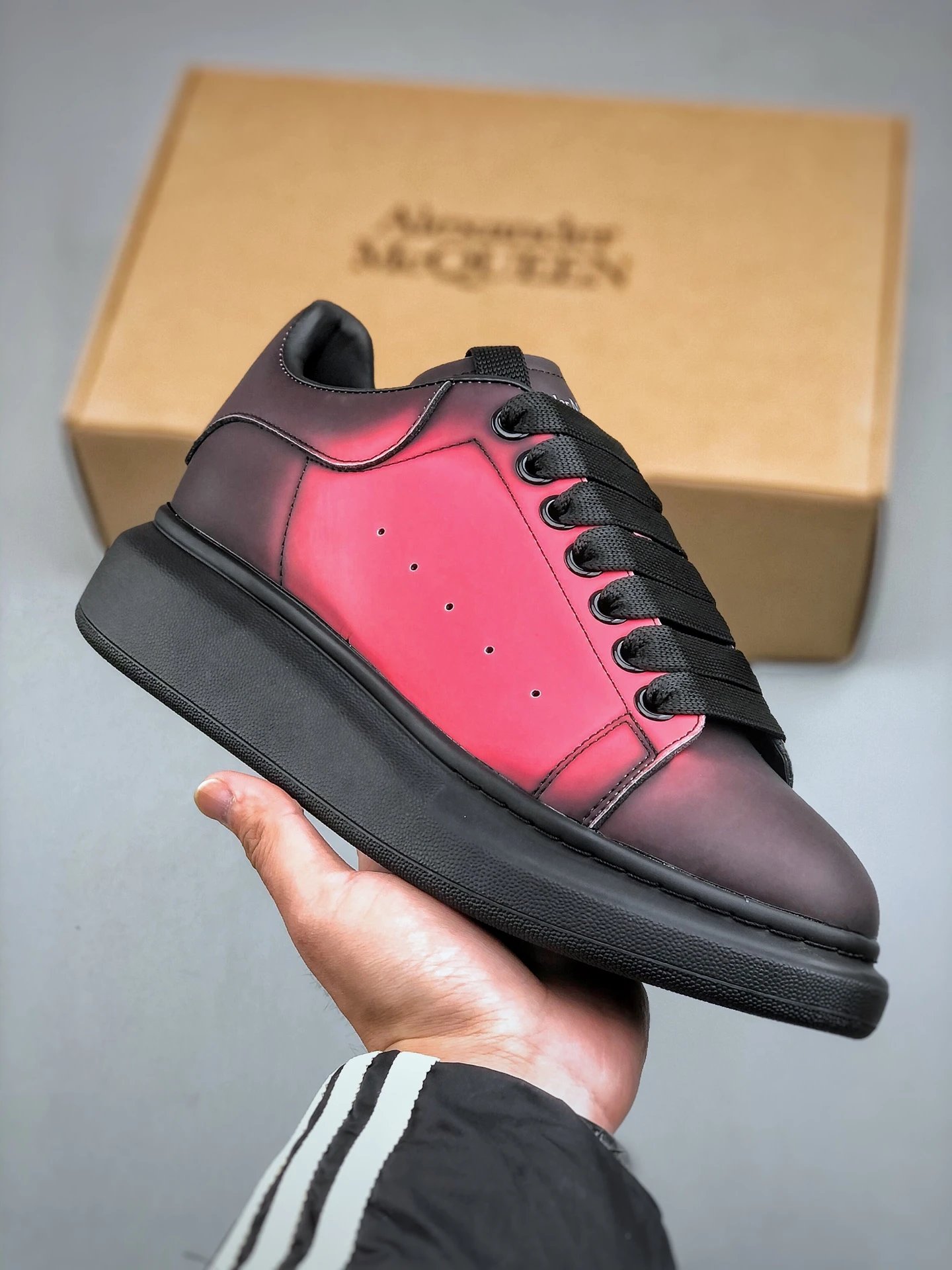 Alexander McQueen Burgundy Gradient Platform Sneakers