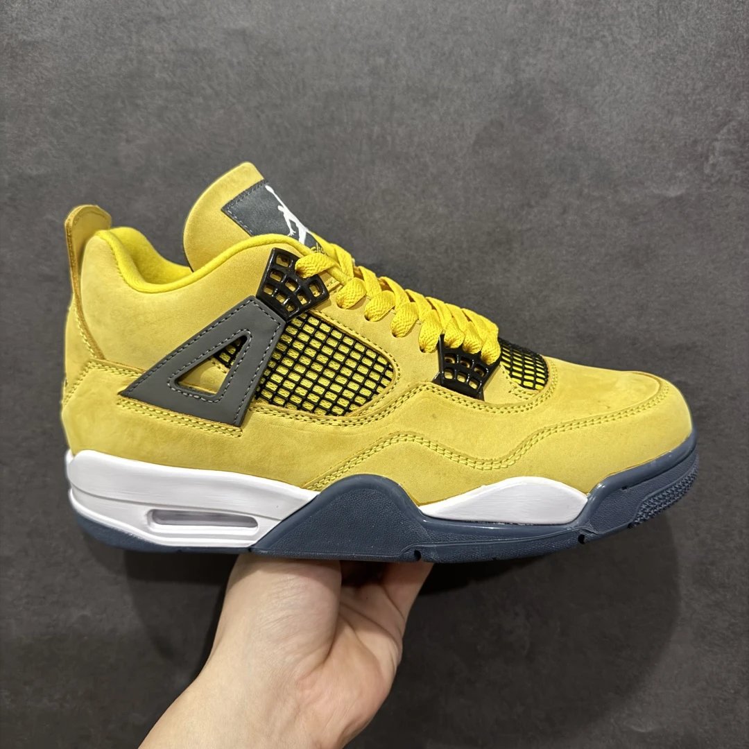 Air Jordan Retro 4 Yellow Suede Basketball Shoes