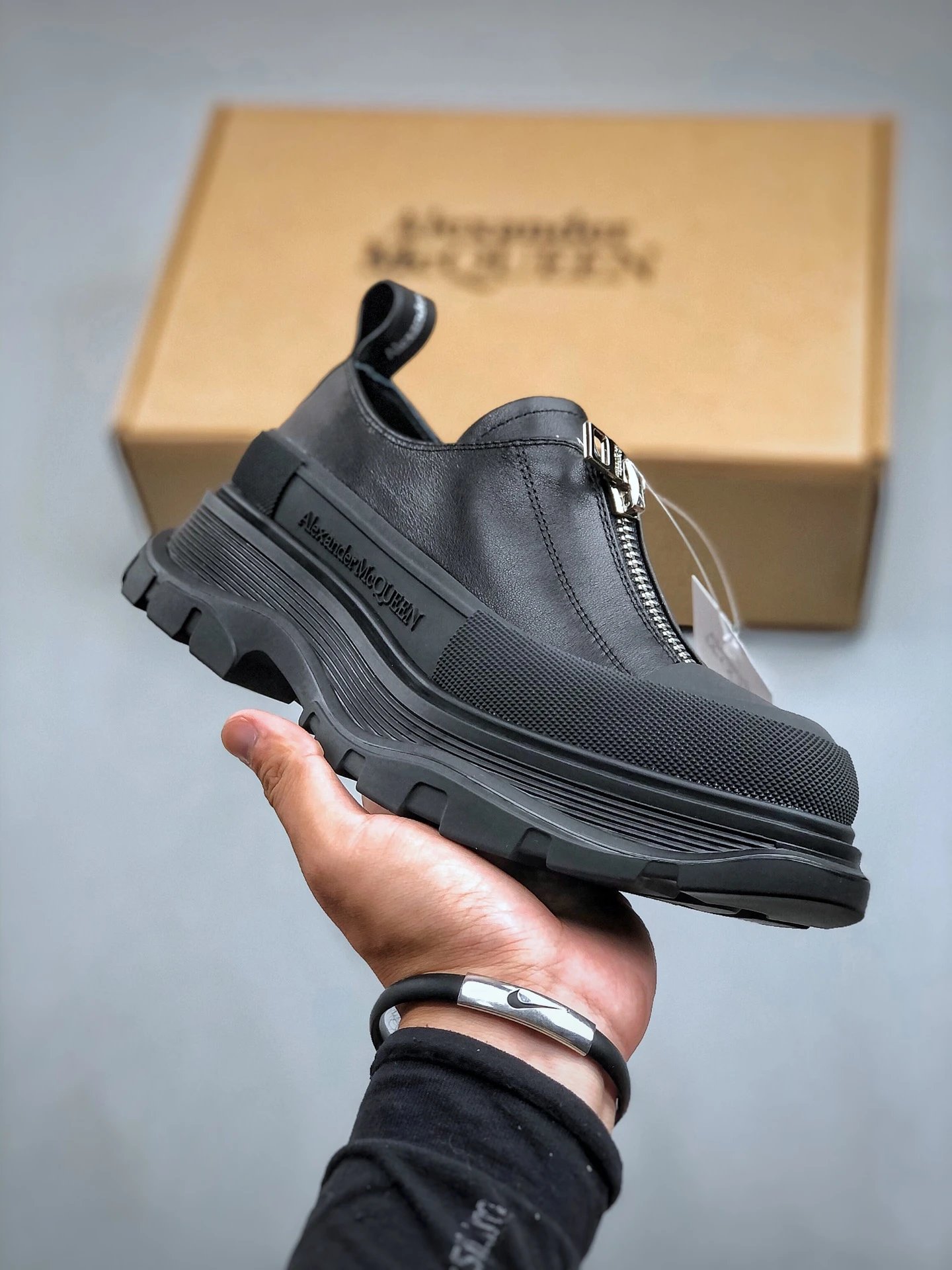 Alexander McQueen Black Chunky Zip Sneakers Shoes
