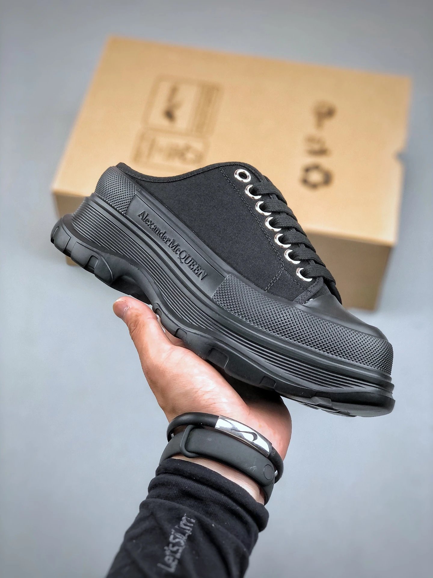 Alexander McQueen Black Platform Low Top Canvas Sneakers