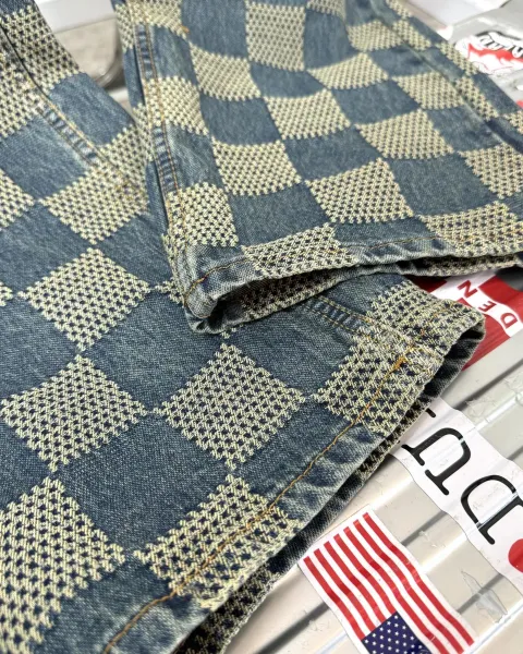 Louis Vuitton x Virgil Abloh Checkerboard Denim Jacket Blue Multicolor - 10